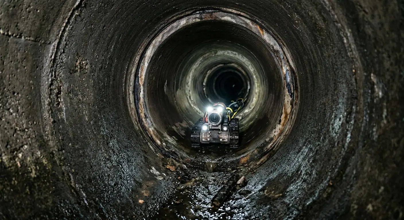 Robotic sewer camera inspecting pipe interior for Sewer Line Repair in New Windsor